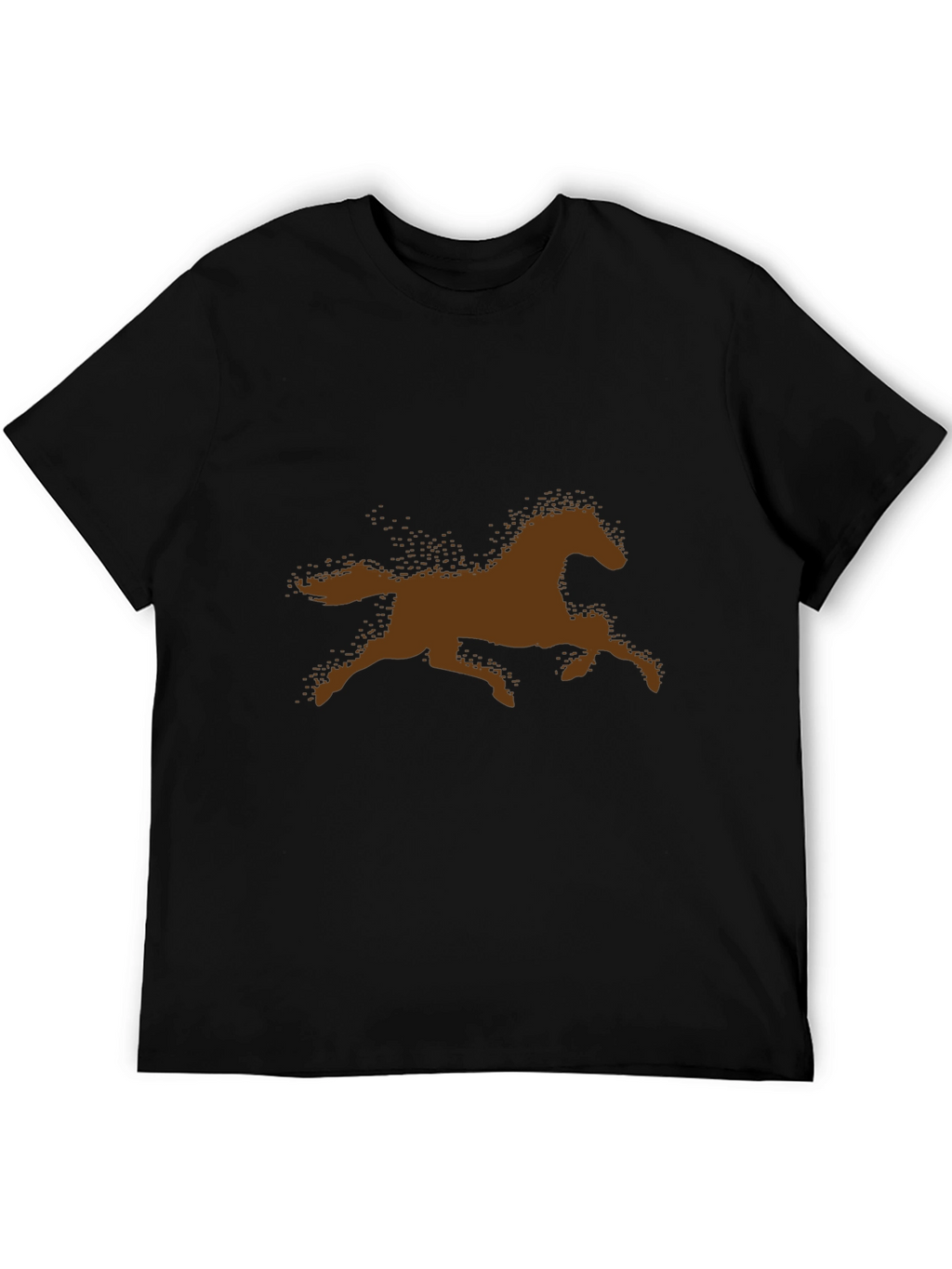 Brown Horse Silhouette Black Cotton T-Shirt