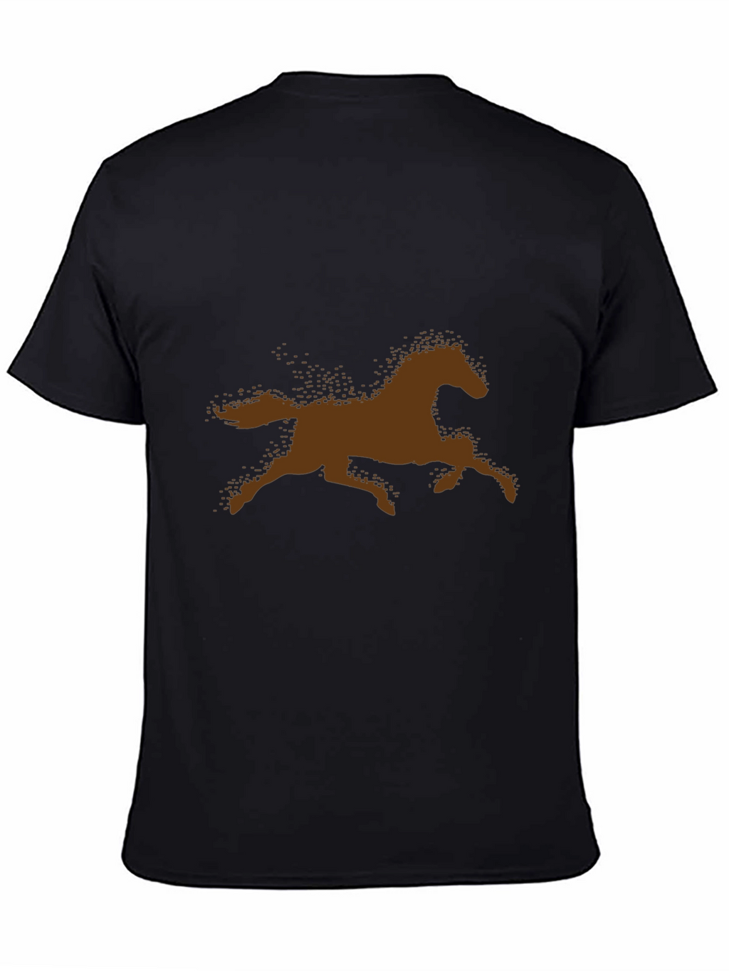 Brown Horse Silhouette Black Cotton T-Shirt