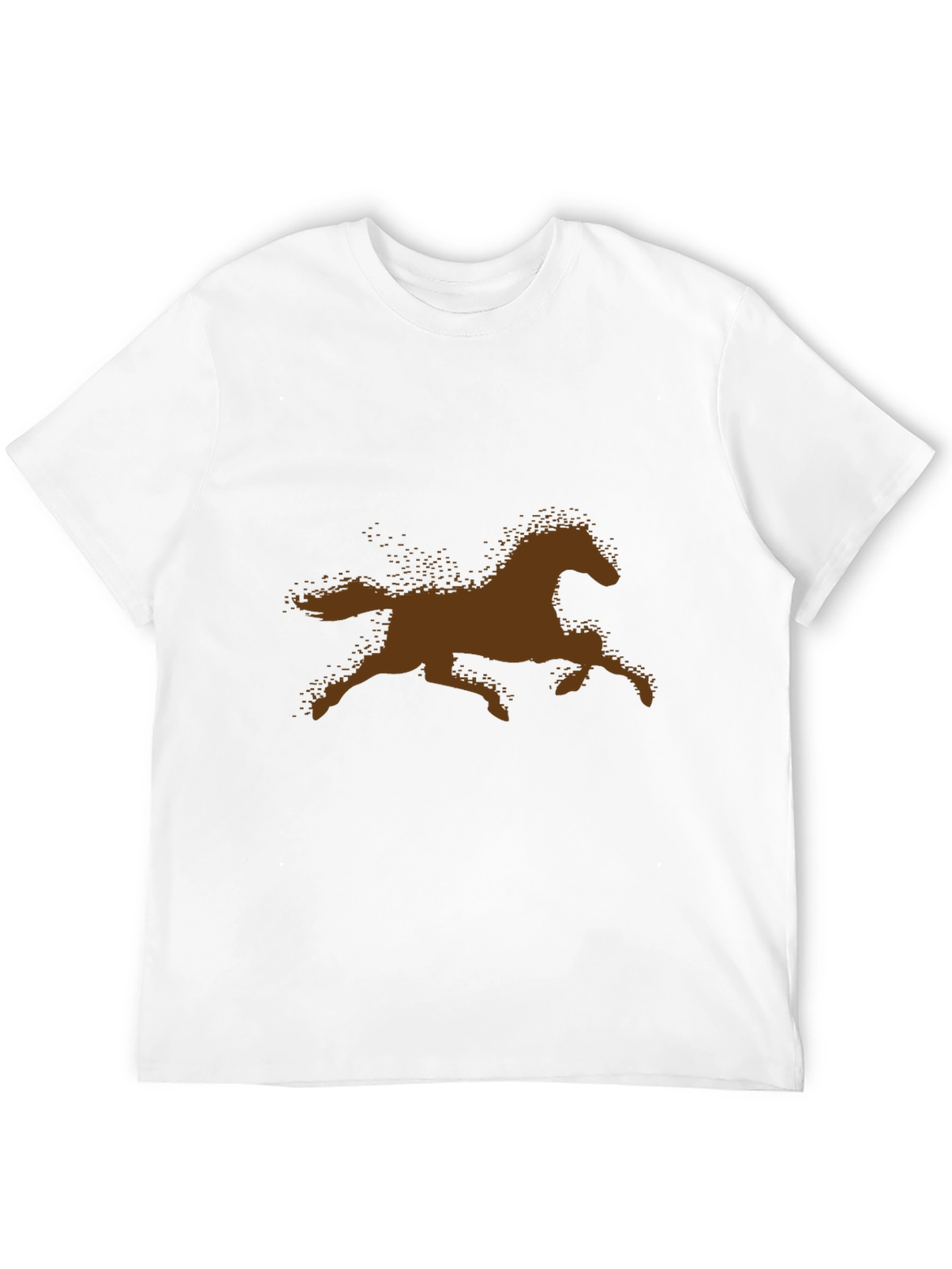 Brown Horse Silhouette Black Cotton T-Shirt