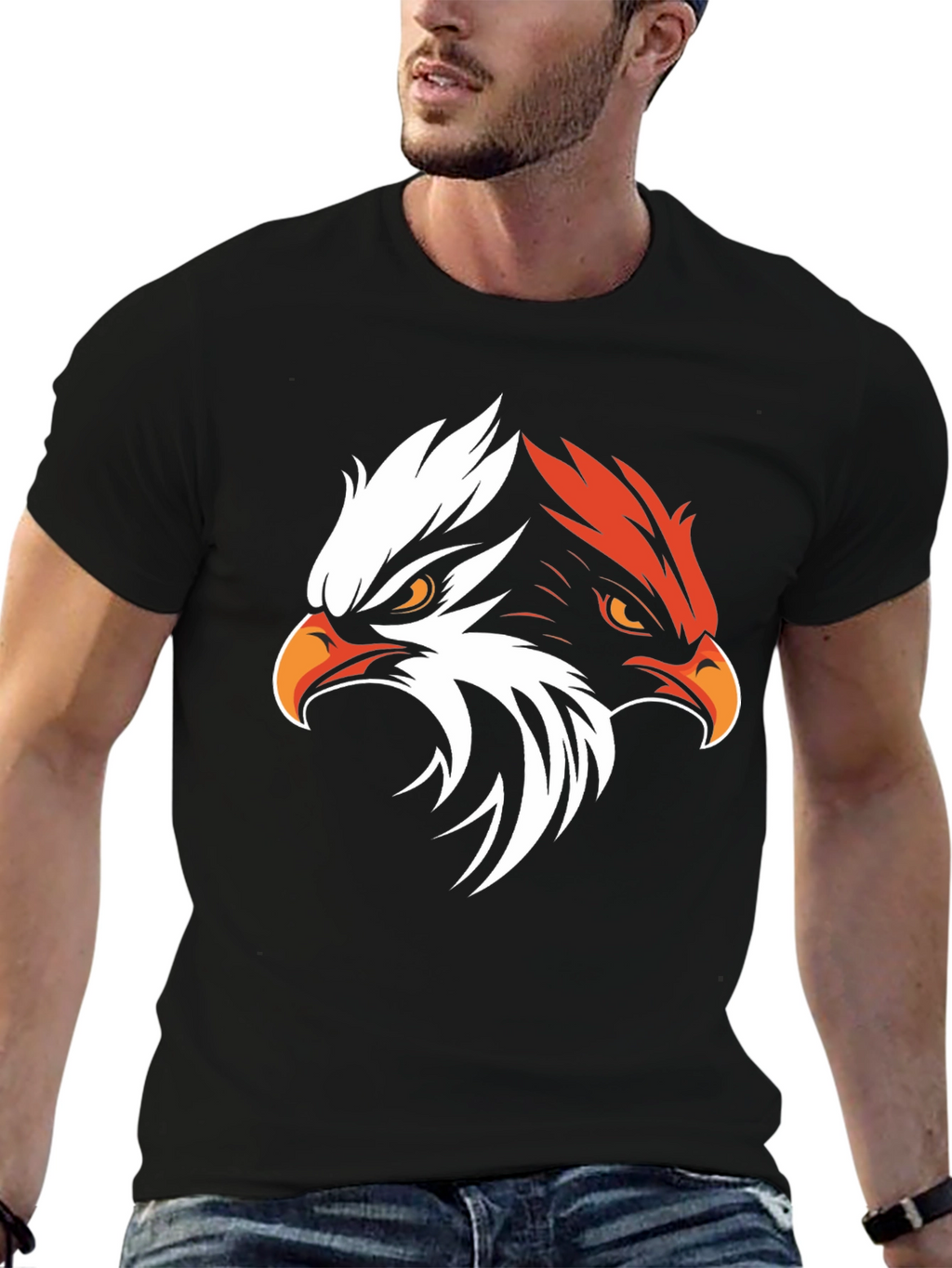 Bold Eagle Graphic Tee - Black Cotton Blend