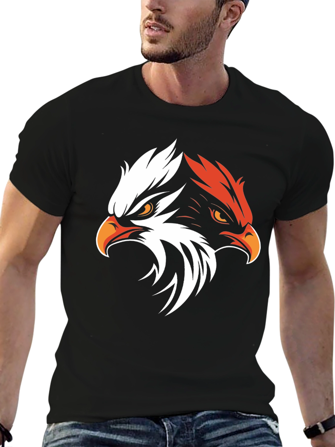 Bold Eagle Graphic Tee - Black Cotton Blend