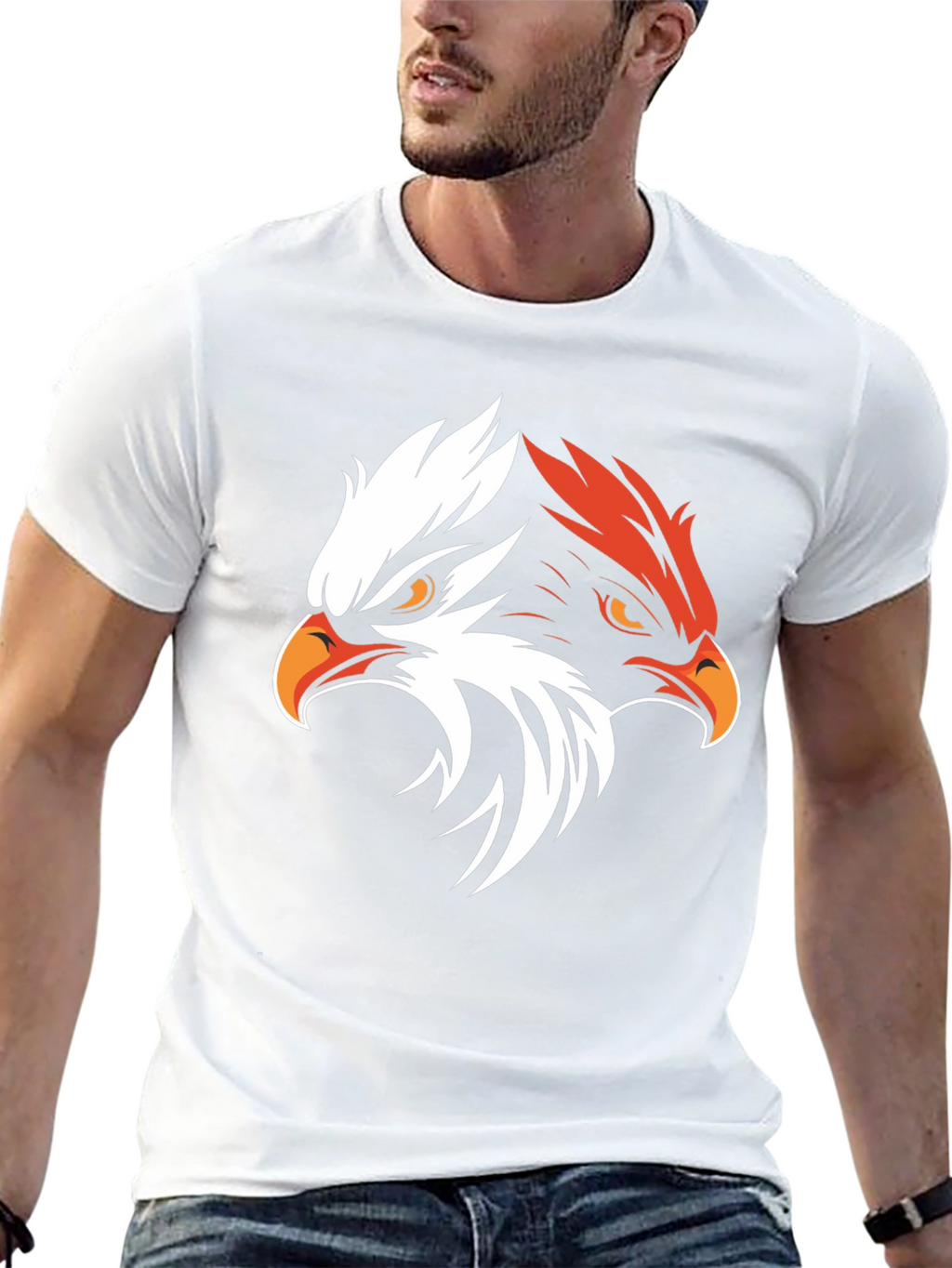 Bold Eagle Graphic Tee - Black Cotton Blend