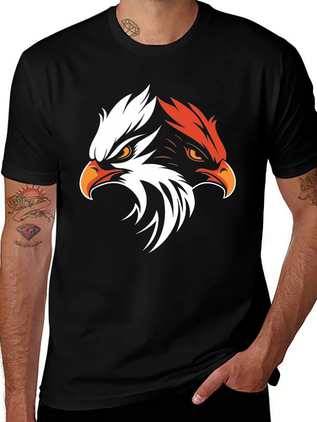 Bold Eagle Graphic Tee - Black Cotton Blend
