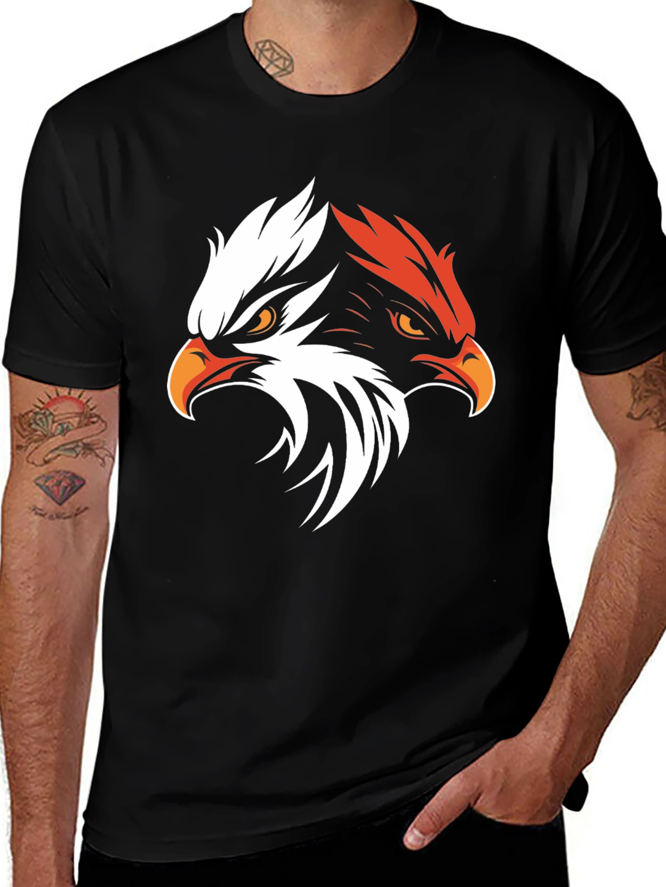 Bold Eagle Graphic Tee - Black Cotton Blend