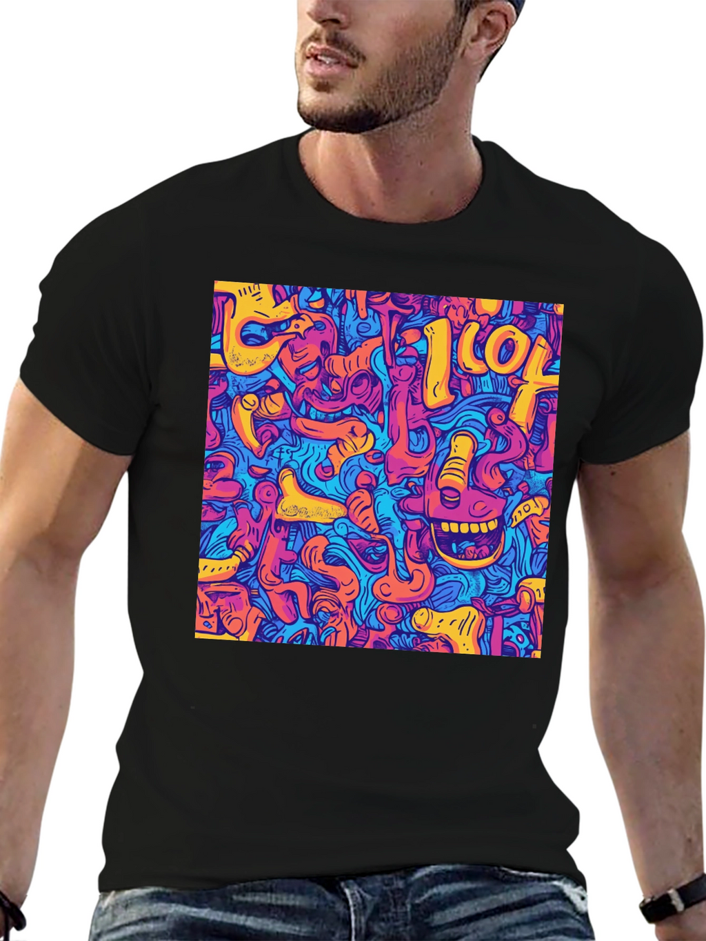 Abstract Graphic Print Crew Neck Tee