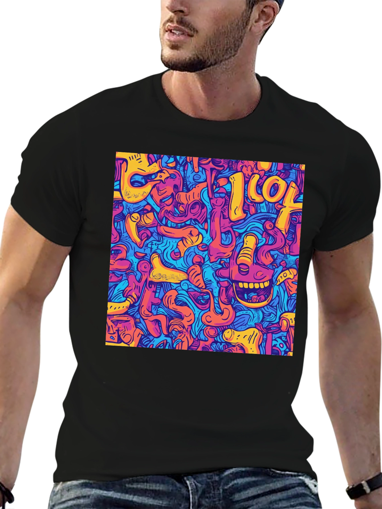 Abstract Graphic Print Crew Neck Tee