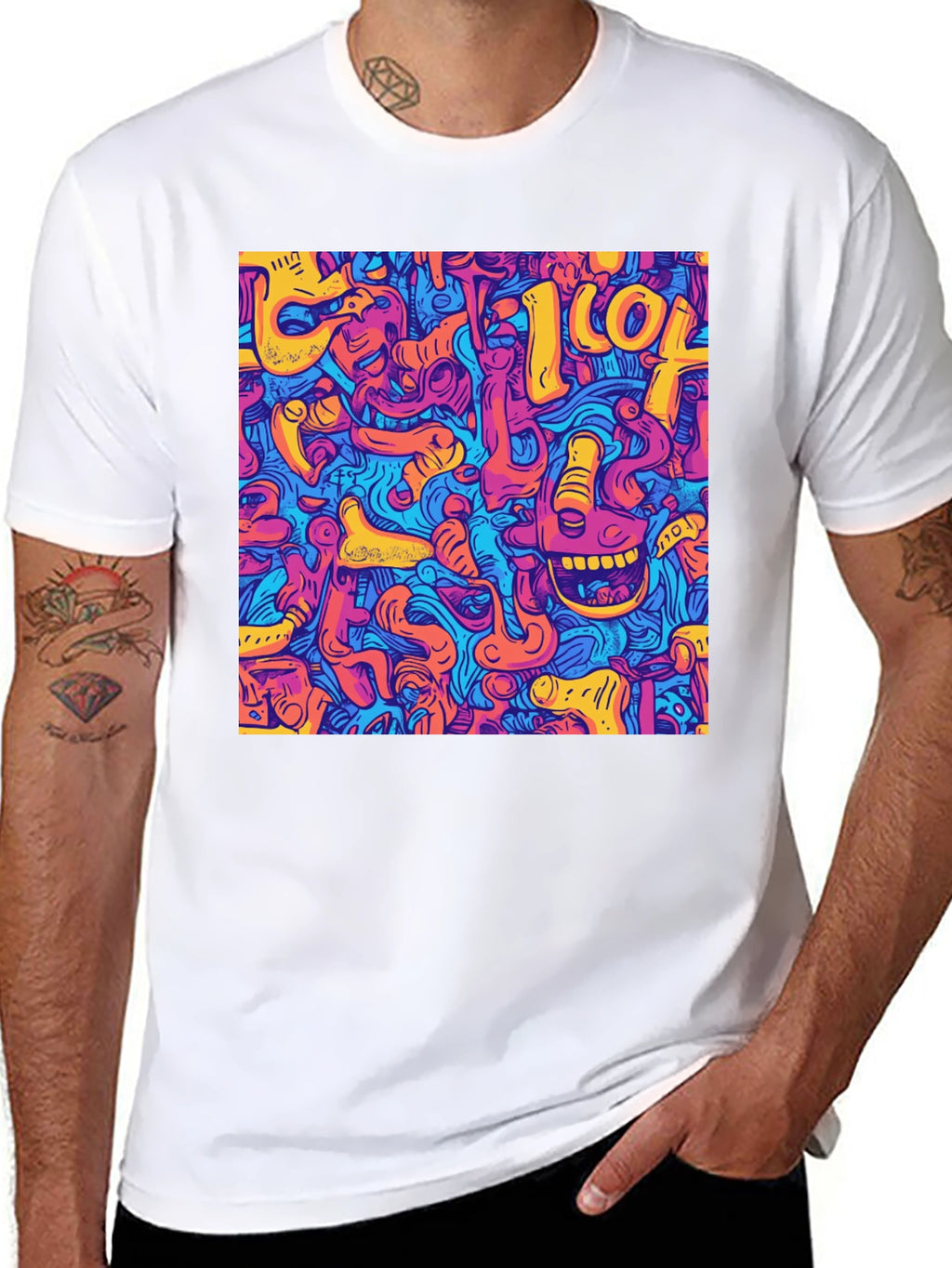 Abstract Graphic Print Crew Neck Tee