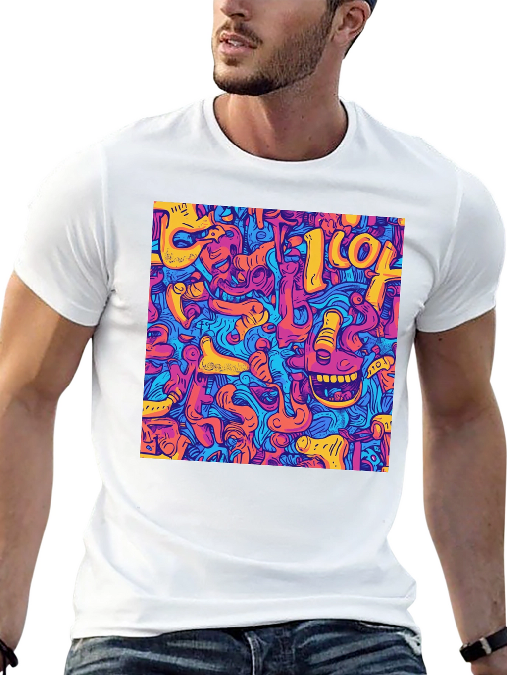 Abstract Graphic Print Crew Neck Tee