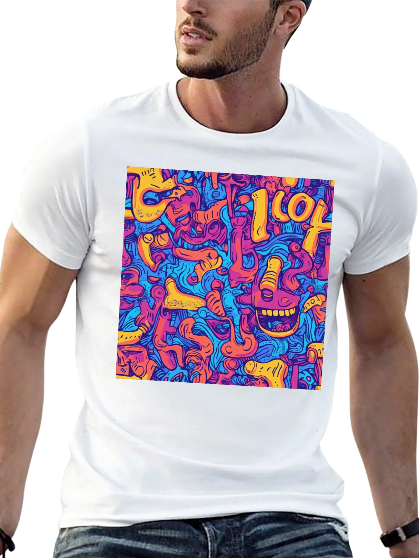 Abstract Graphic Print Crew Neck Tee