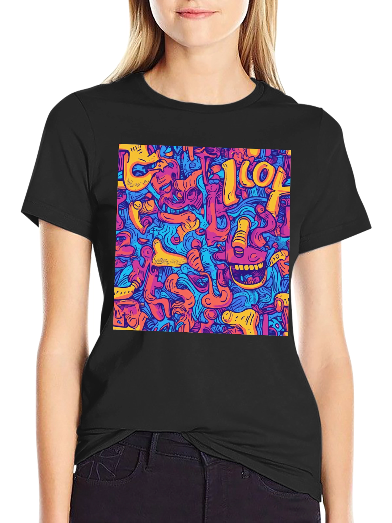 Abstract Graphic Print Crew Neck Tee