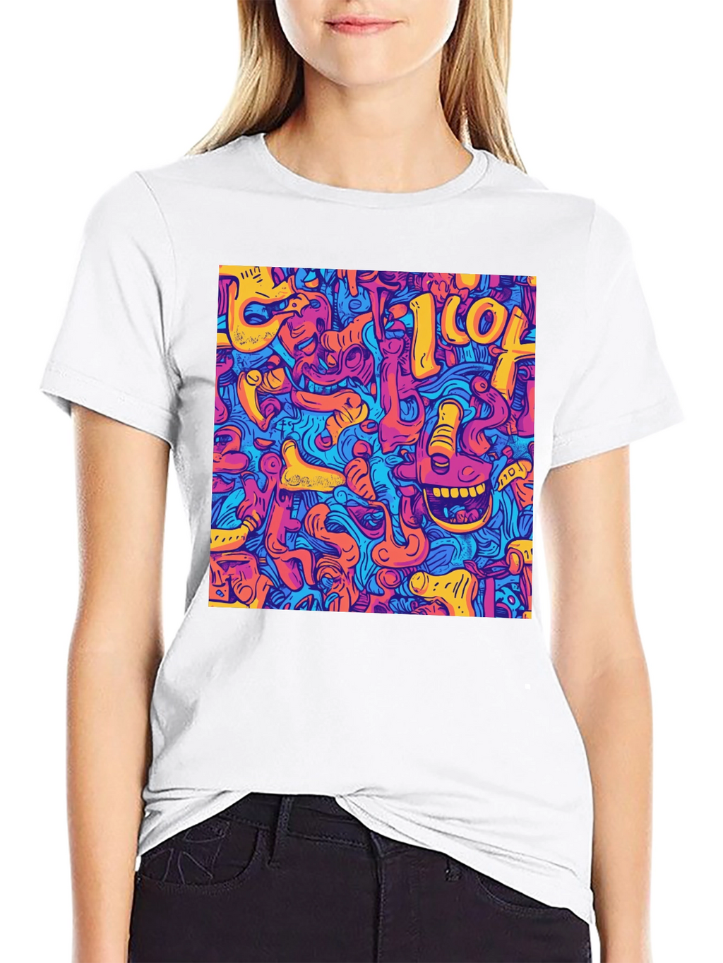 Abstract Graphic Print Crew Neck Tee