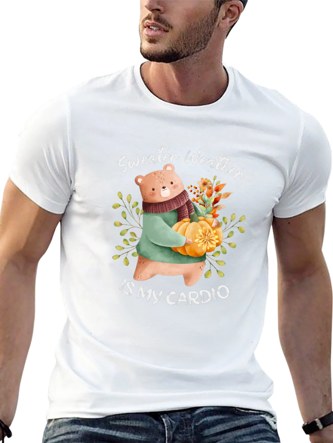 Sweater Weather Bear T-Shirt: Autumn Comfort