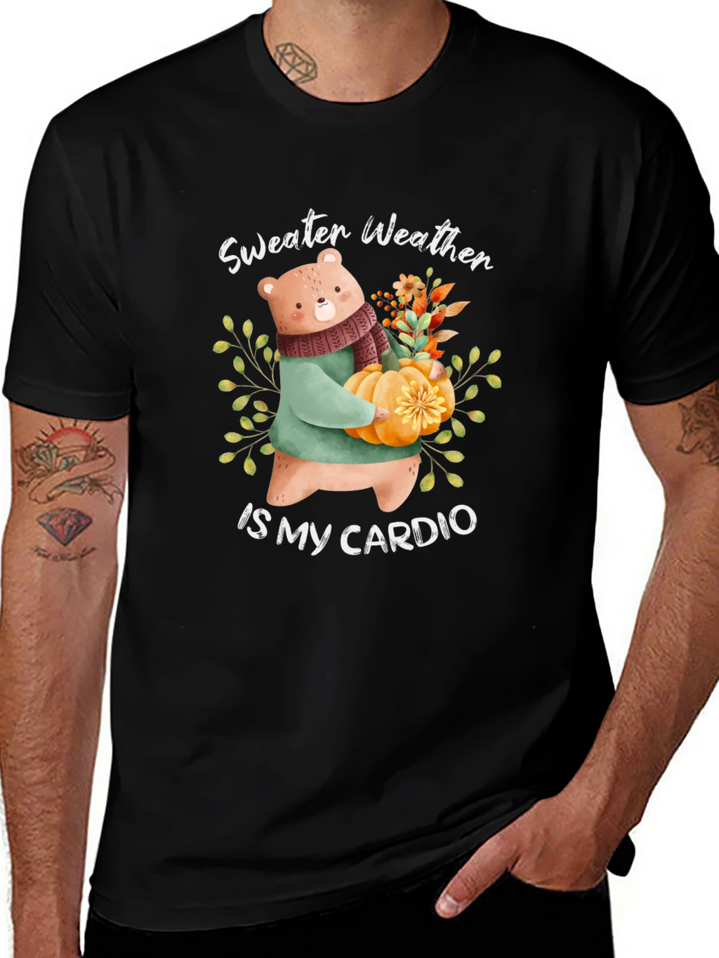 Sweater Weather Bear T-Shirt: Autumn Comfort