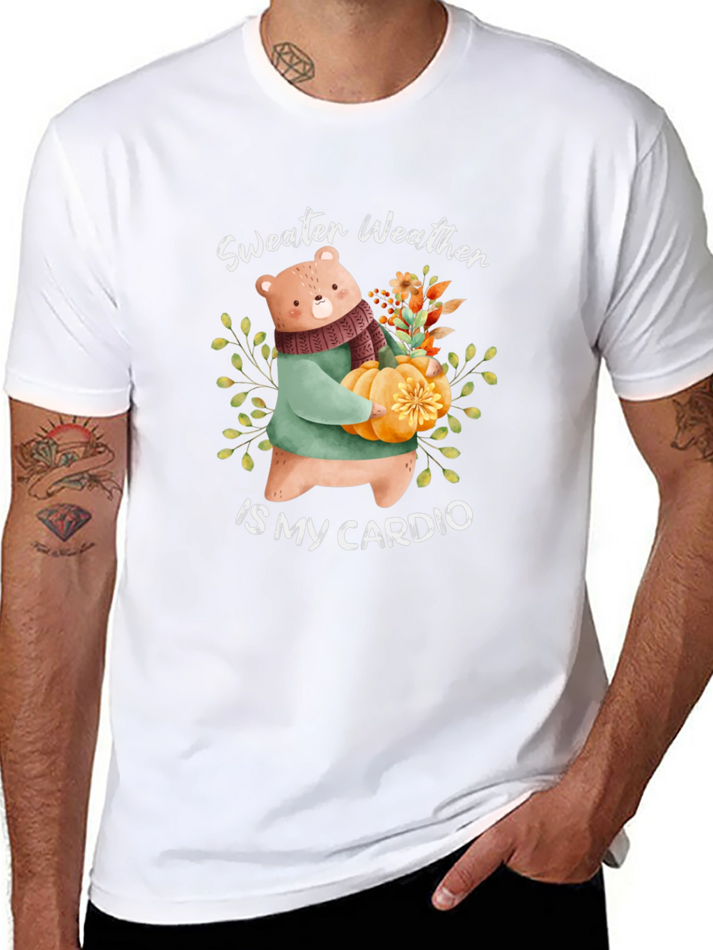Sweater Weather Bear T-Shirt: Autumn Comfort