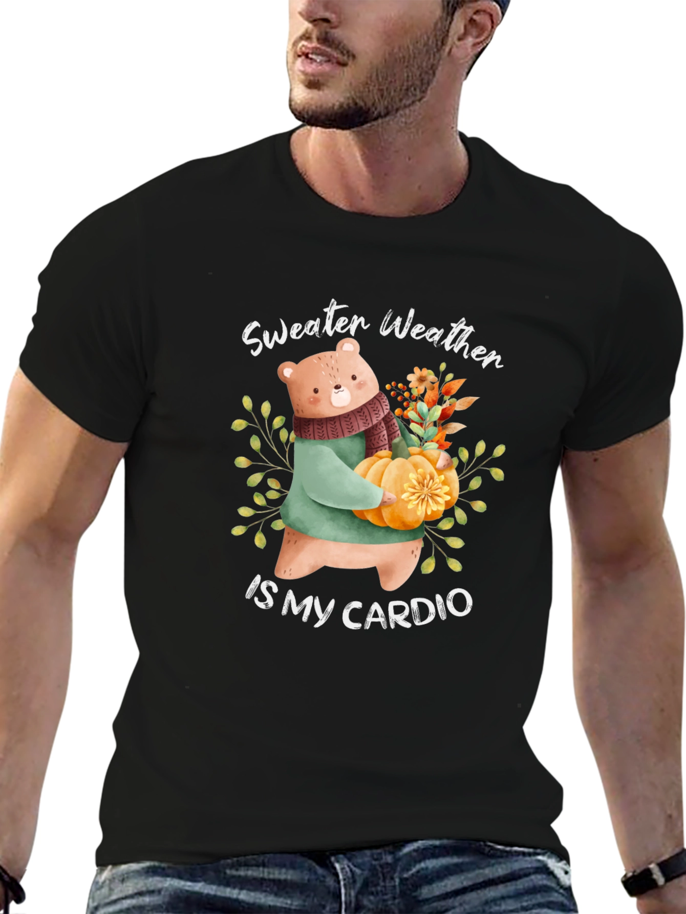 Sweater Weather Bear T-Shirt: Autumn Comfort