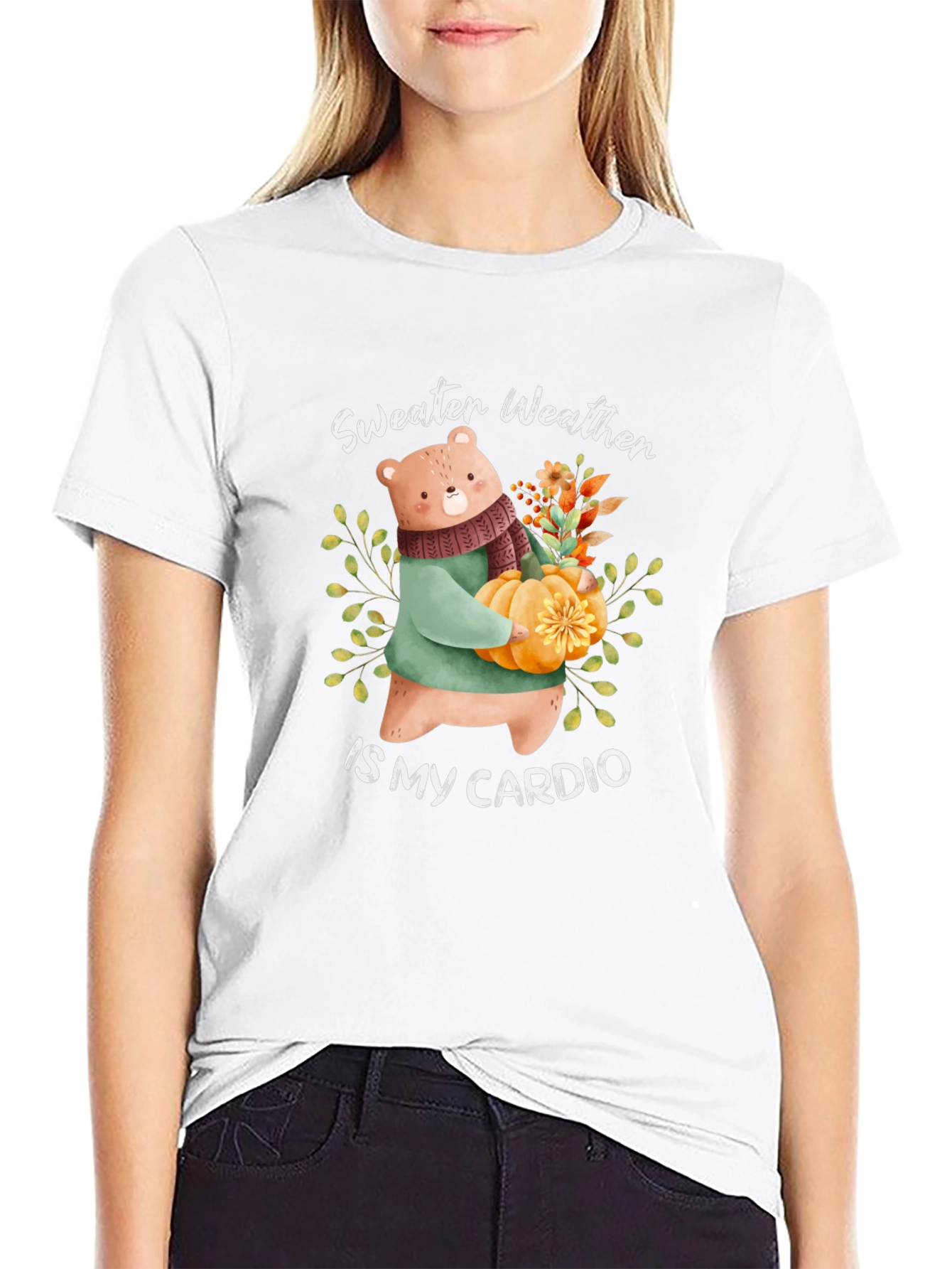 Sweater Weather Bear T-Shirt: Autumn Comfort