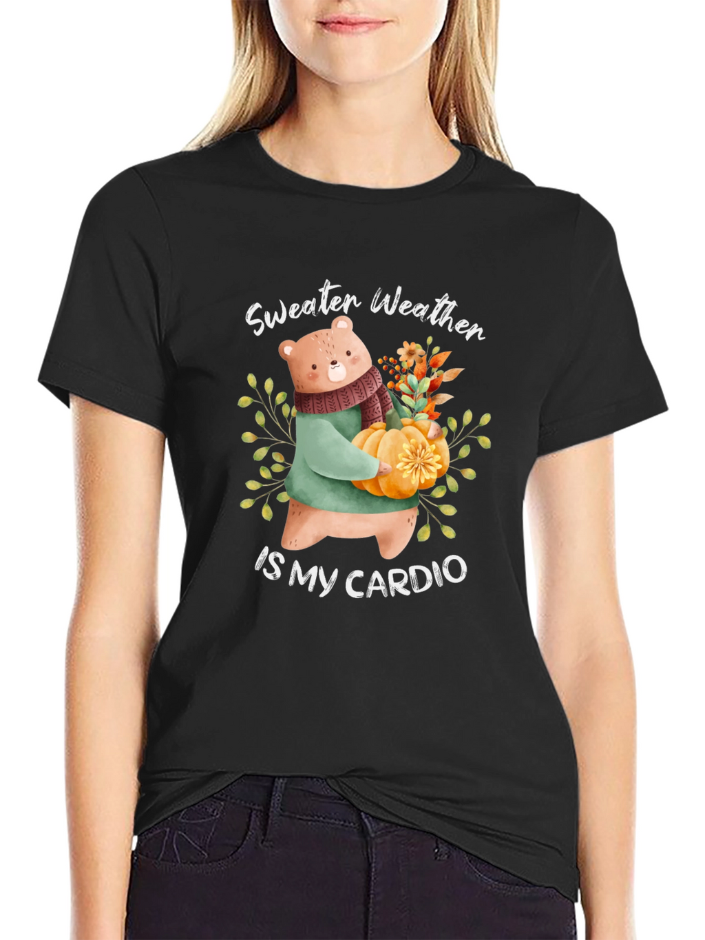 Sweater Weather Bear T-Shirt: Autumn Comfort
