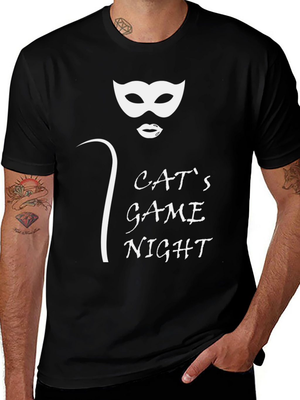 Cats Game Night Black T-Shirt