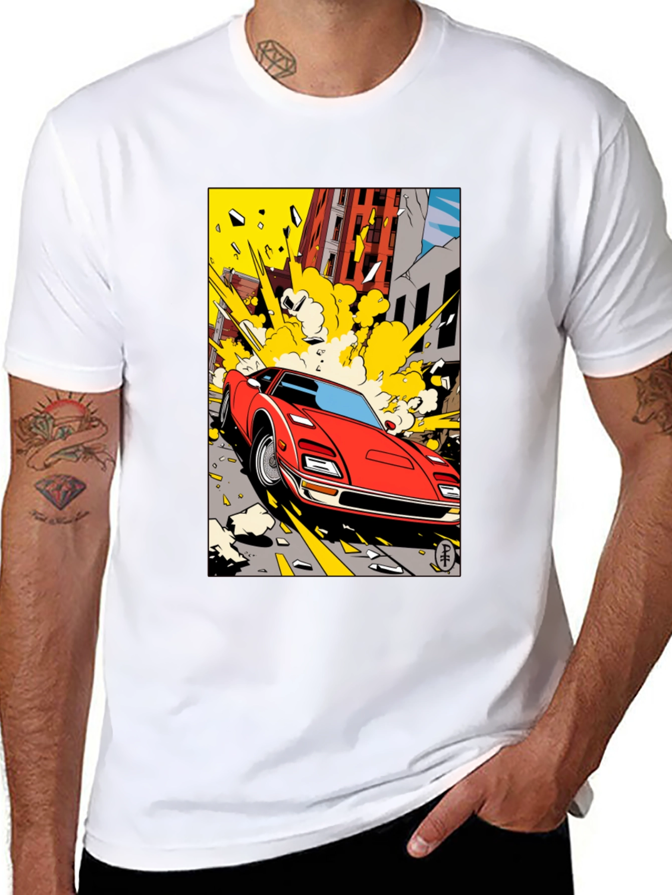 Exploding Car Graphic Tee