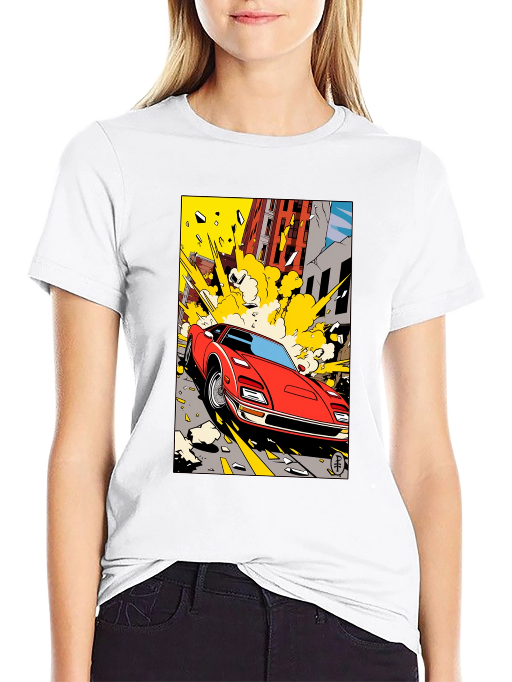 Exploding Car Graphic Tee