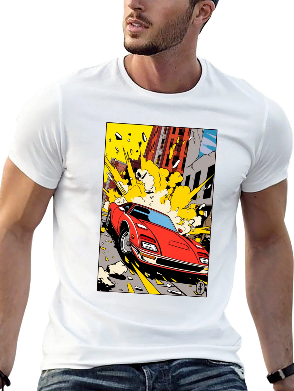 Exploding Car Graphic Tee