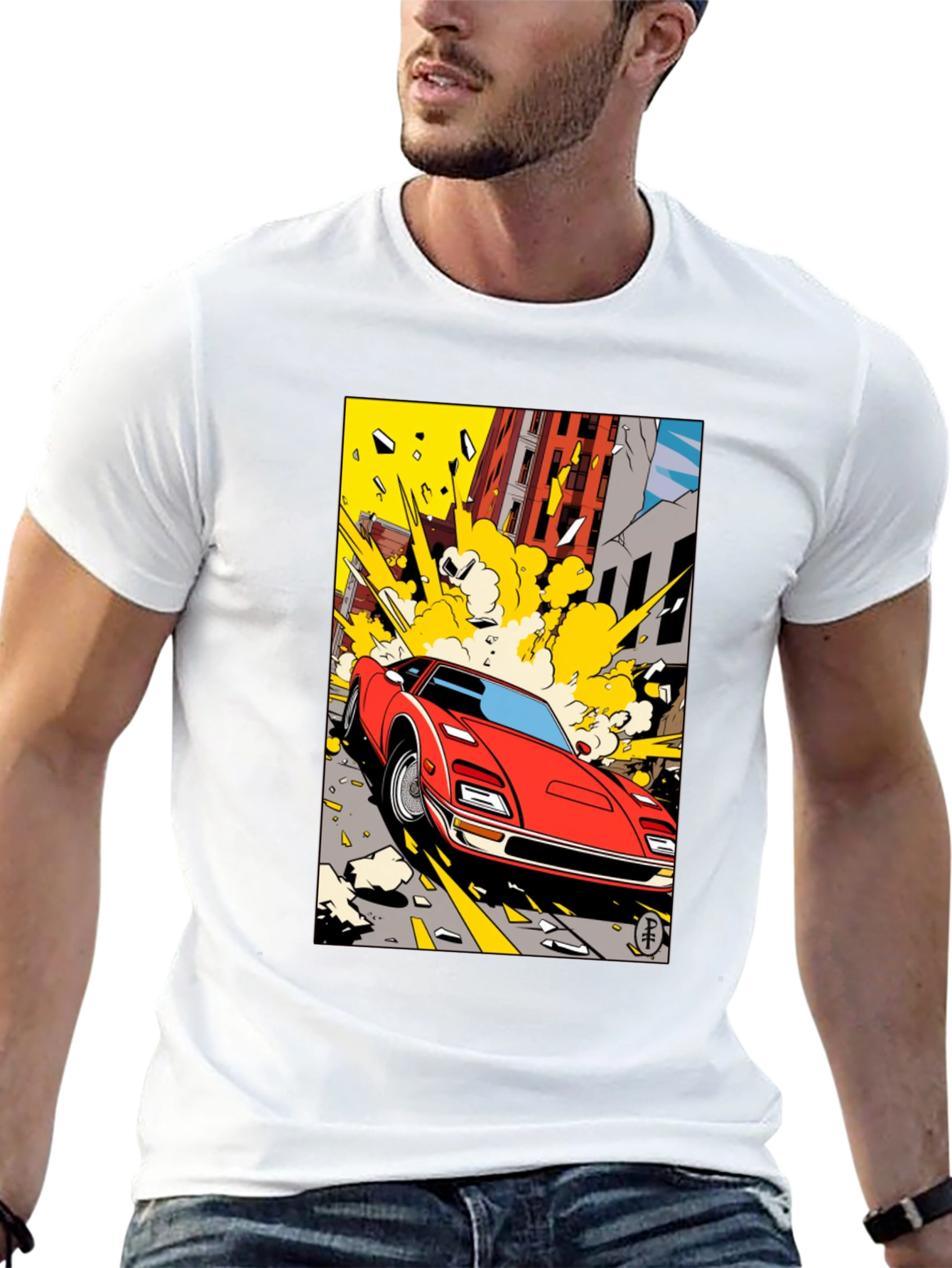 Exploding Car Graphic Tee