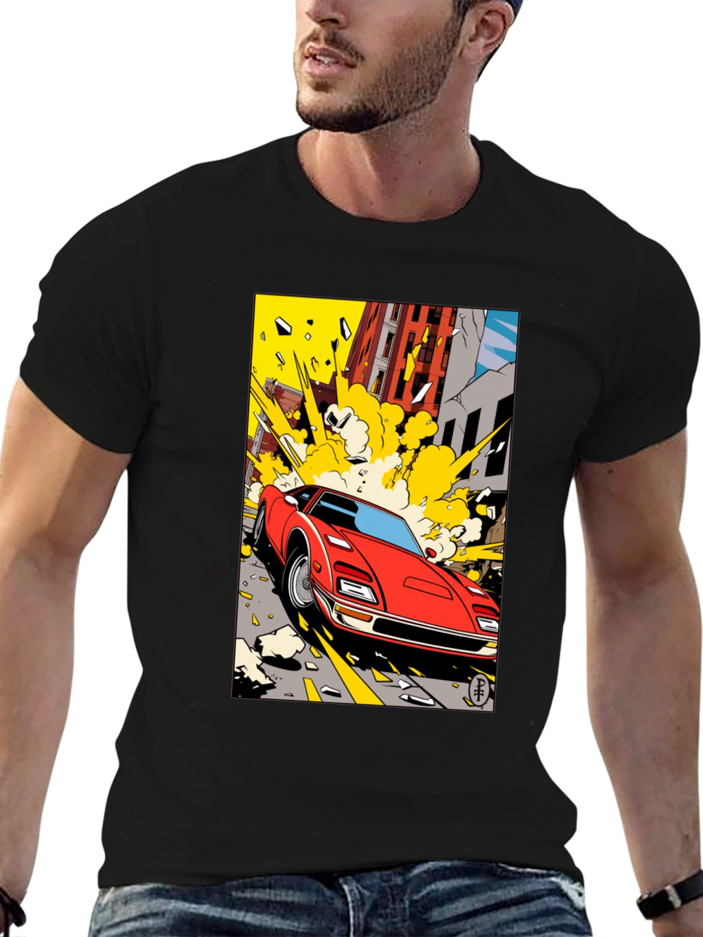 Exploding Car Graphic Tee