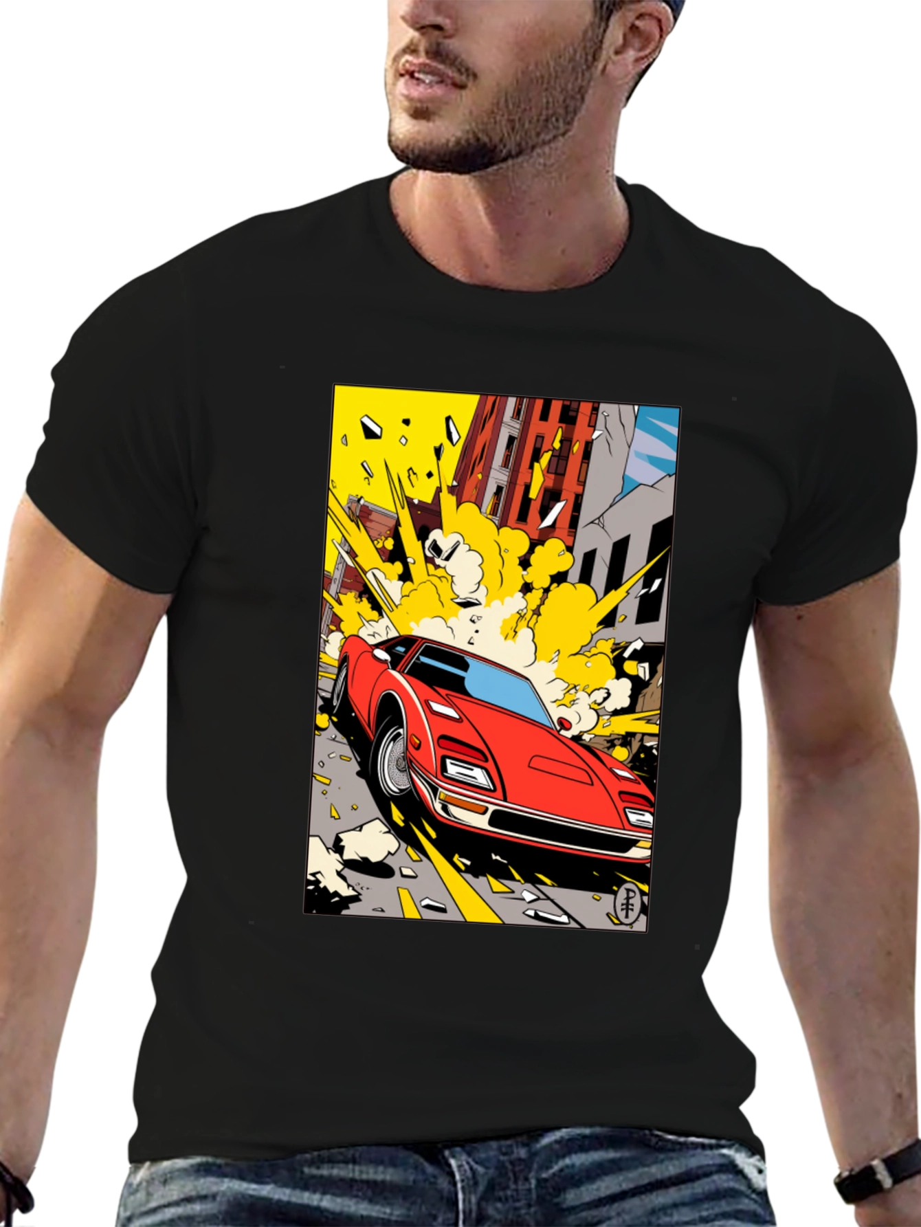 Exploding Car Graphic Tee