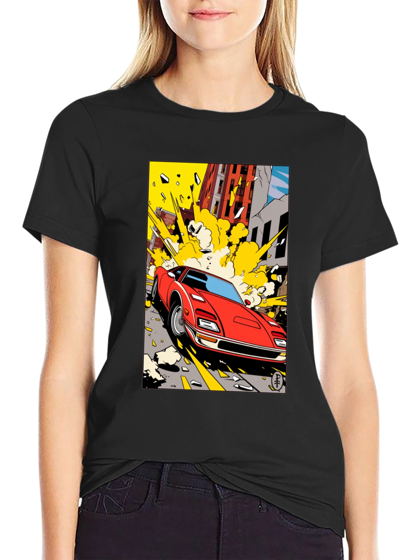 Exploding Car Graphic Tee