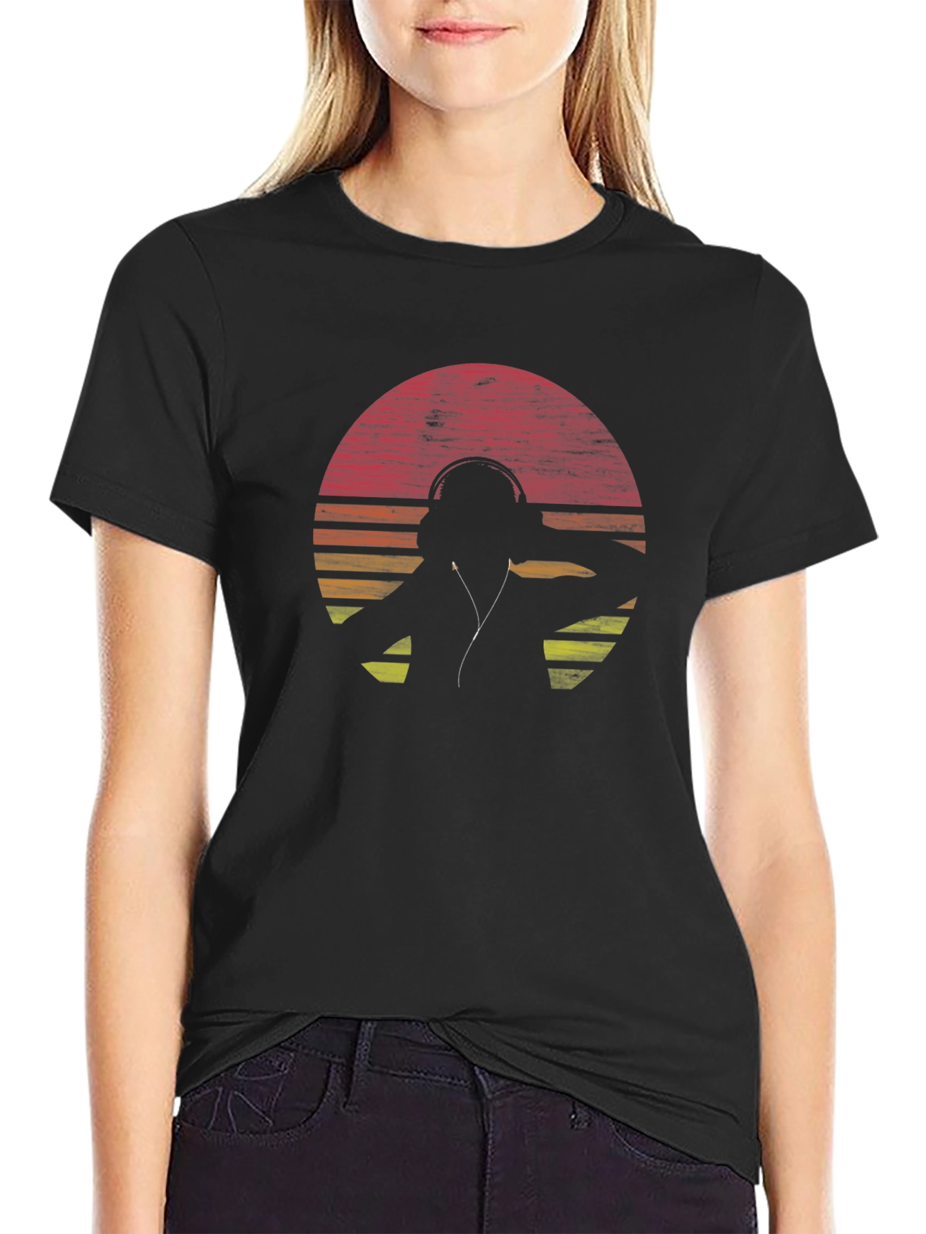 DJ Sunset Graphic T-Shirt - Black