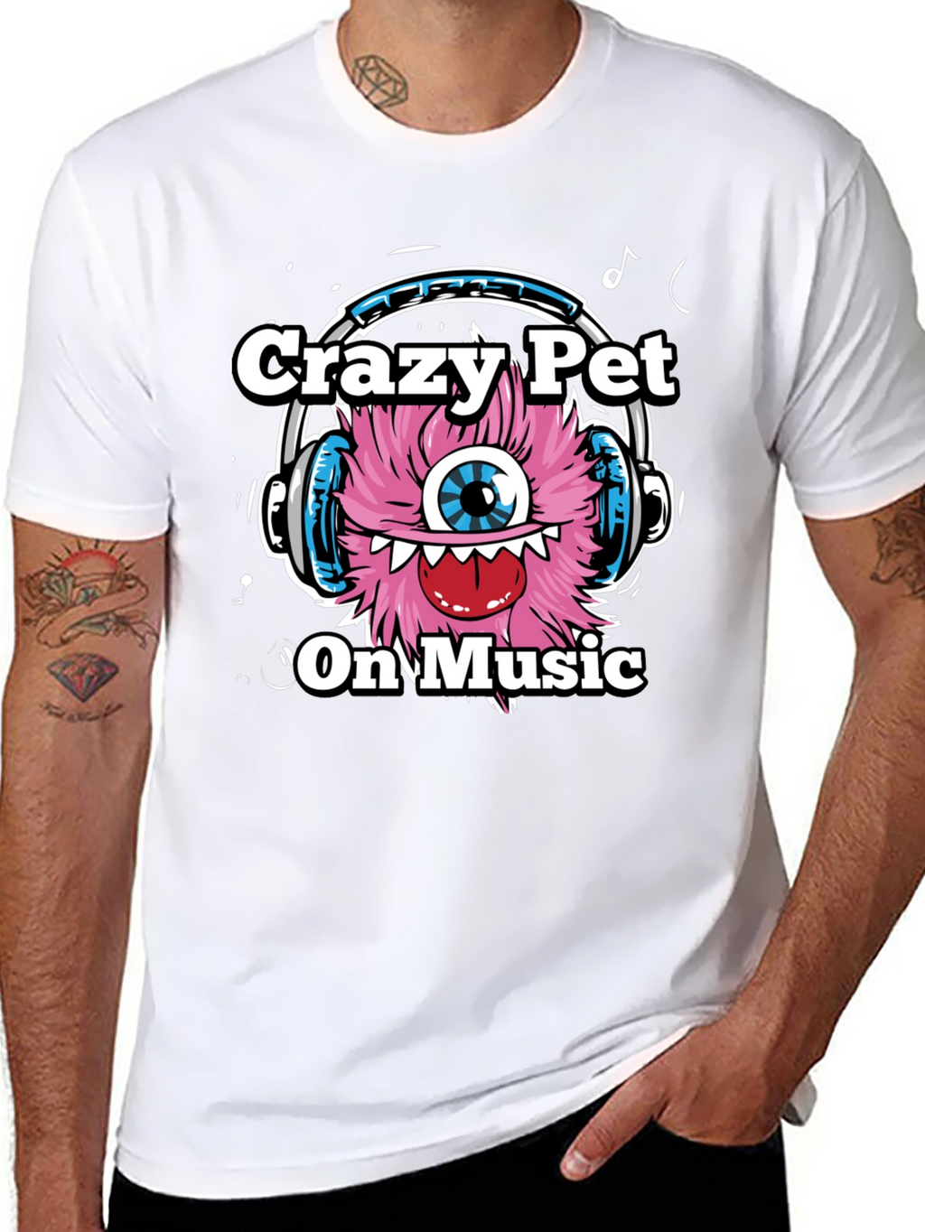 Crazy Pet On Music Graphic T-Shirt