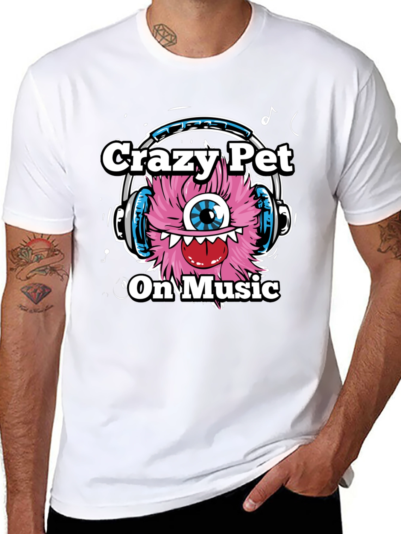 Crazy Pet On Music Graphic T-Shirt