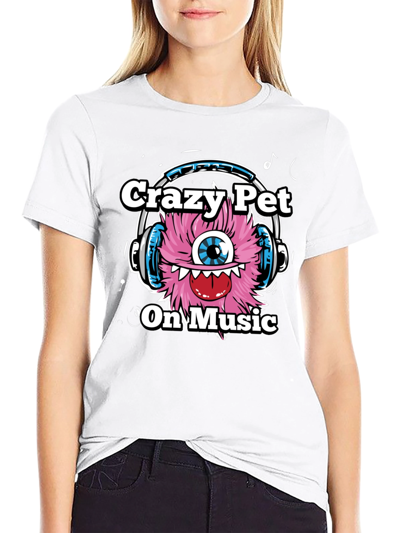 Crazy Pet On Music Graphic T-Shirt