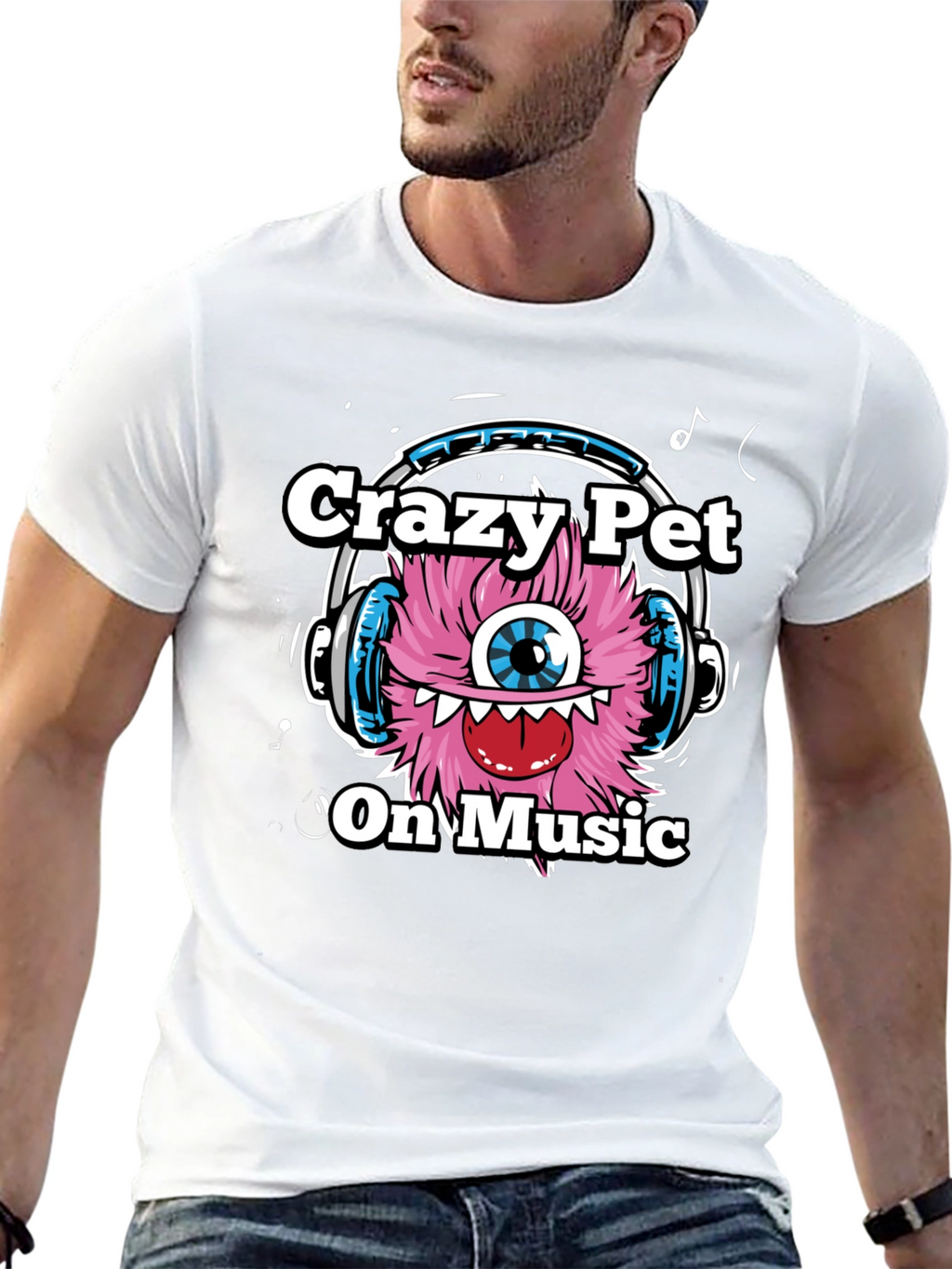 Crazy Pet On Music Graphic T-Shirt