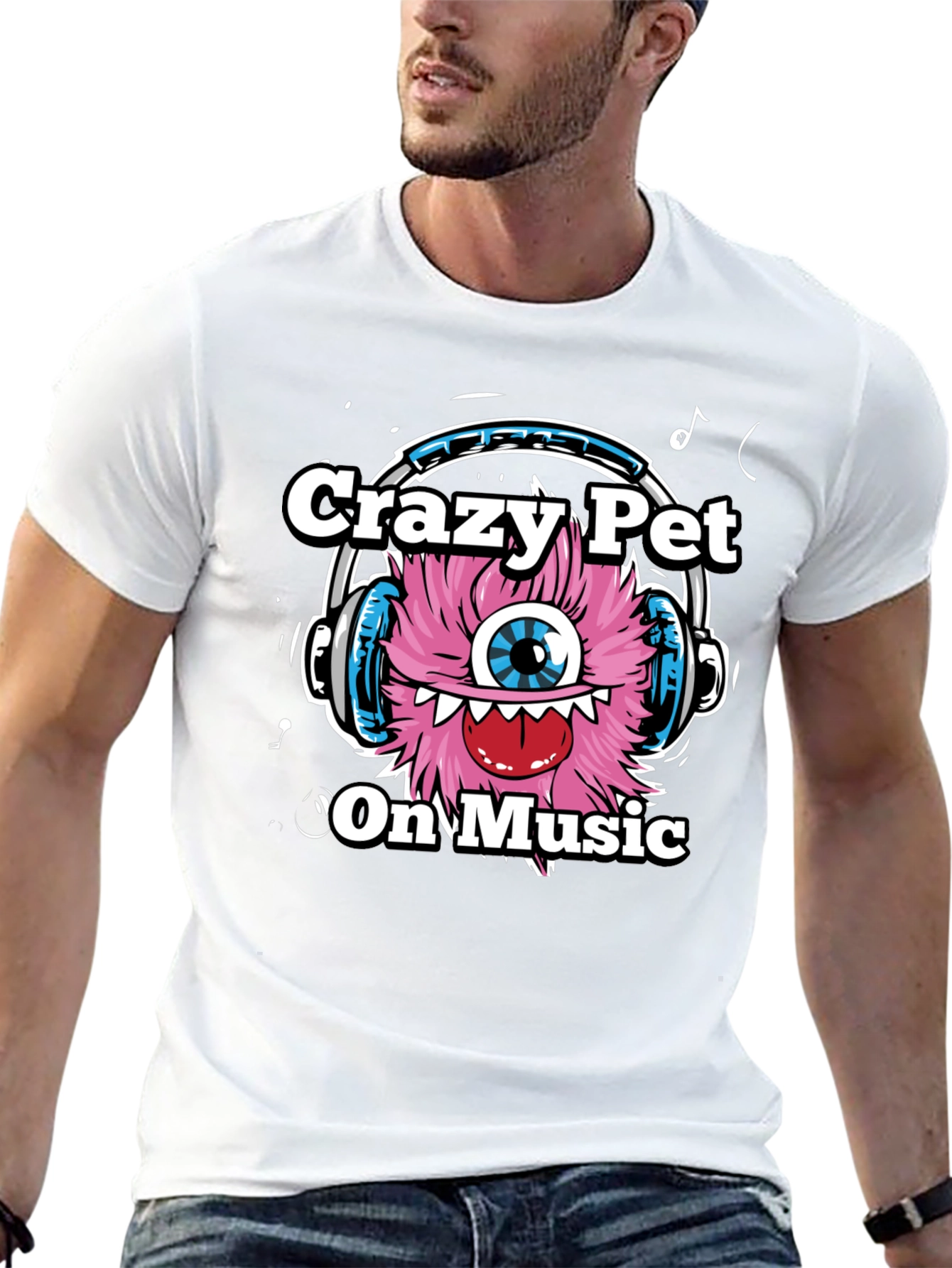 Crazy Pet On Music Graphic T-Shirt