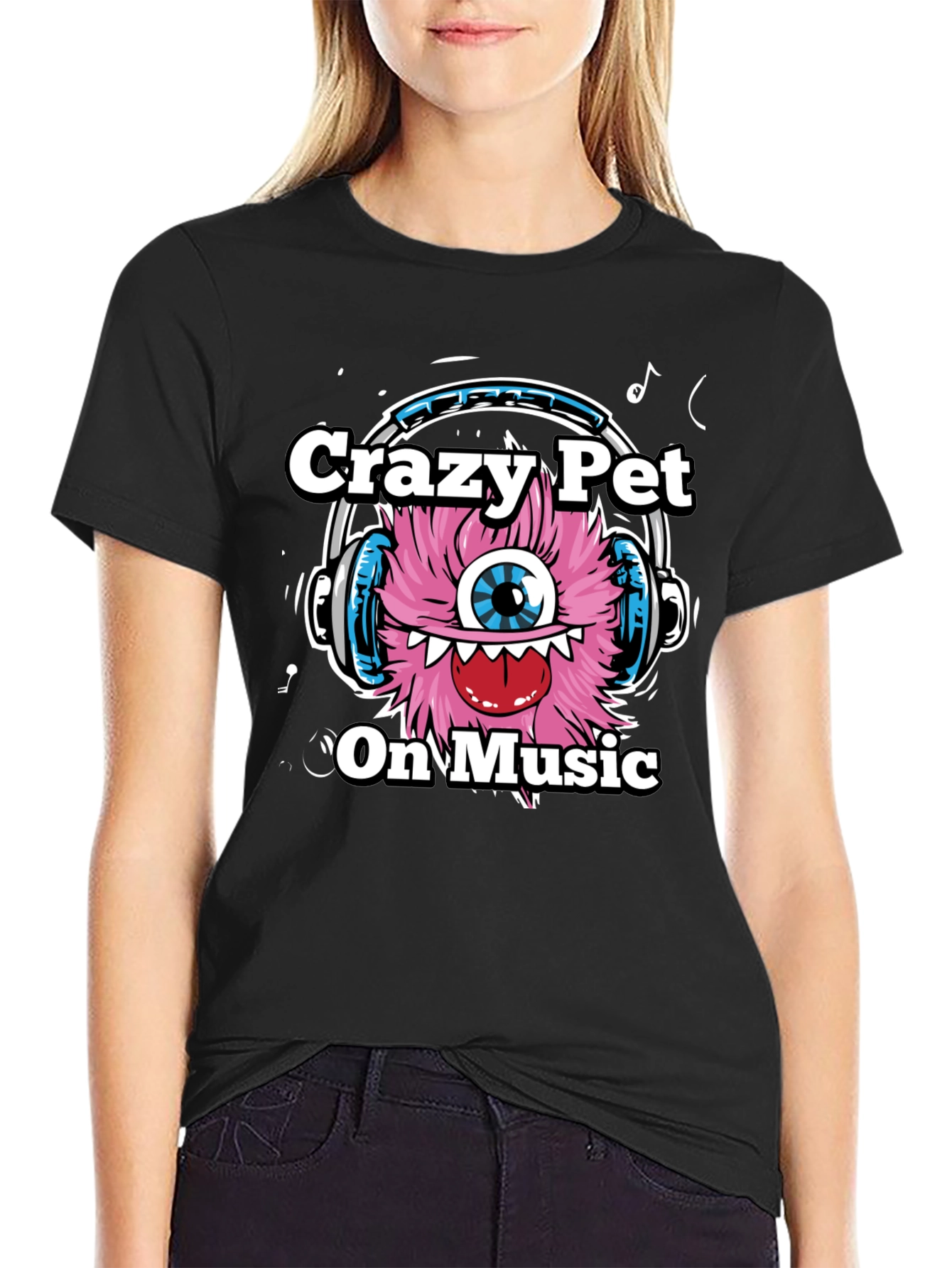 Crazy Pet On Music Graphic T-Shirt