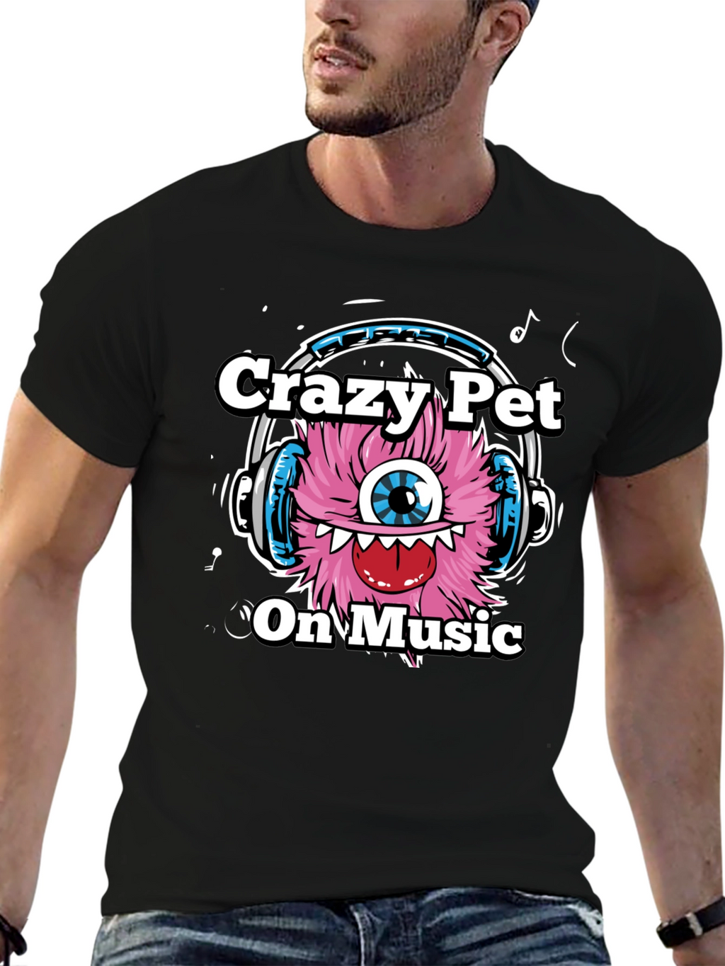 Crazy Pet On Music Graphic T-Shirt