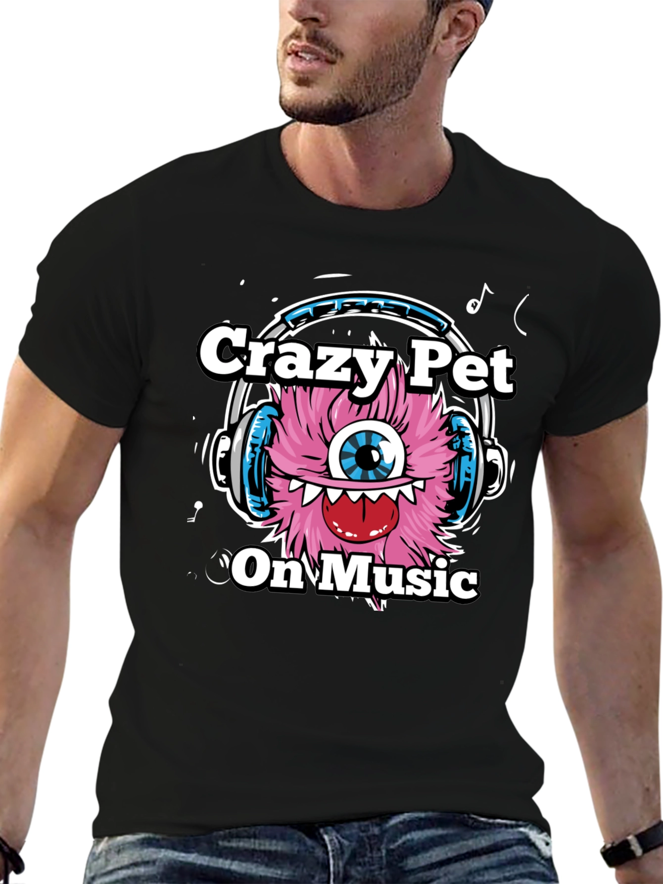 Crazy Pet On Music Graphic T-Shirt