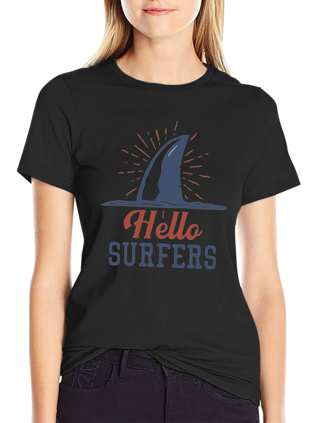 Hello Surfers Shark Fin Graphic T-Shirt