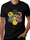 Dragon Hexagon Graphic Tee - Black Cotton T-Shirt