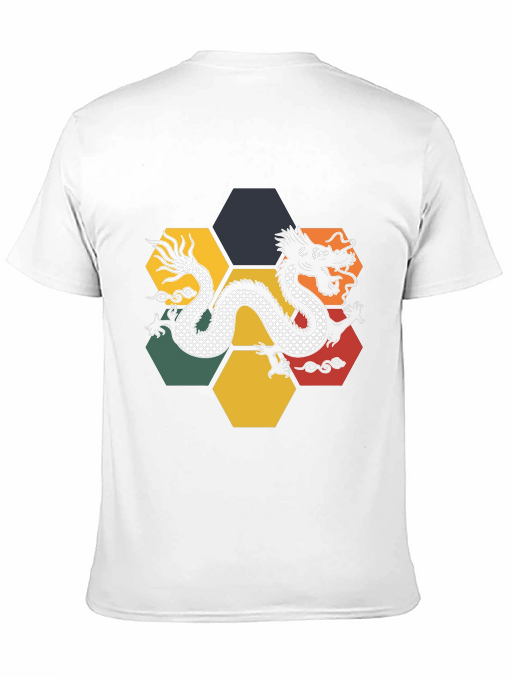 Dragon Hexagon Graphic Tee - Black Cotton T-Shirt