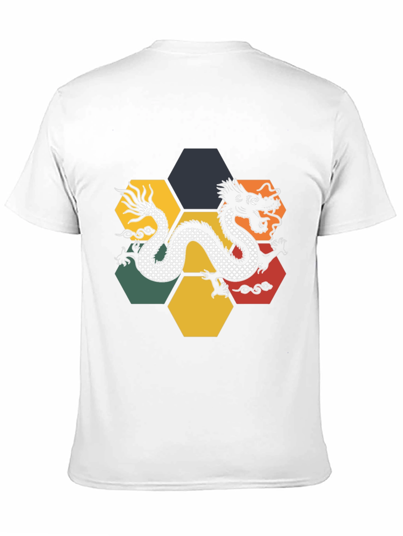 Dragon Hexagon Graphic Tee - Black Cotton T-Shirt