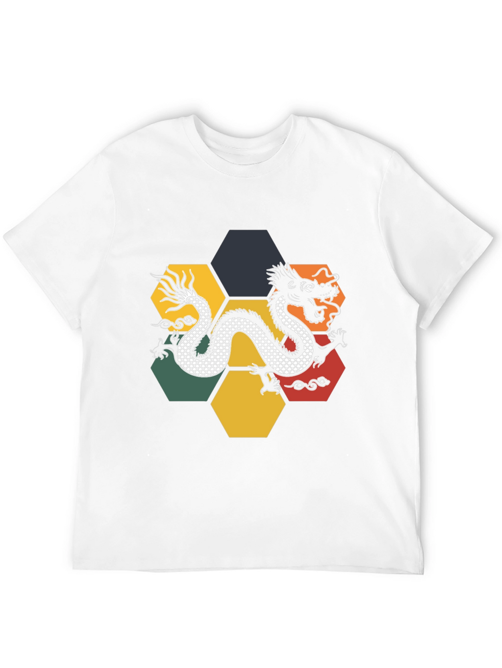 Dragon Hexagon Graphic Tee - Black Cotton T-Shirt