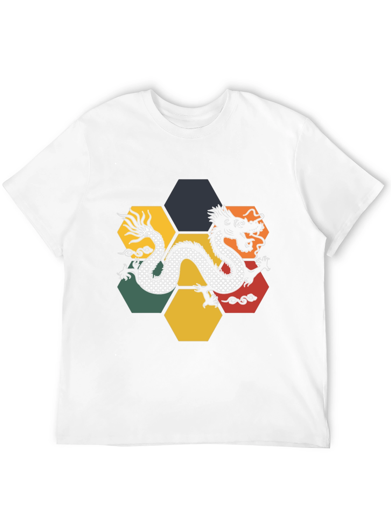 Dragon Hexagon Graphic Tee - Black Cotton T-Shirt