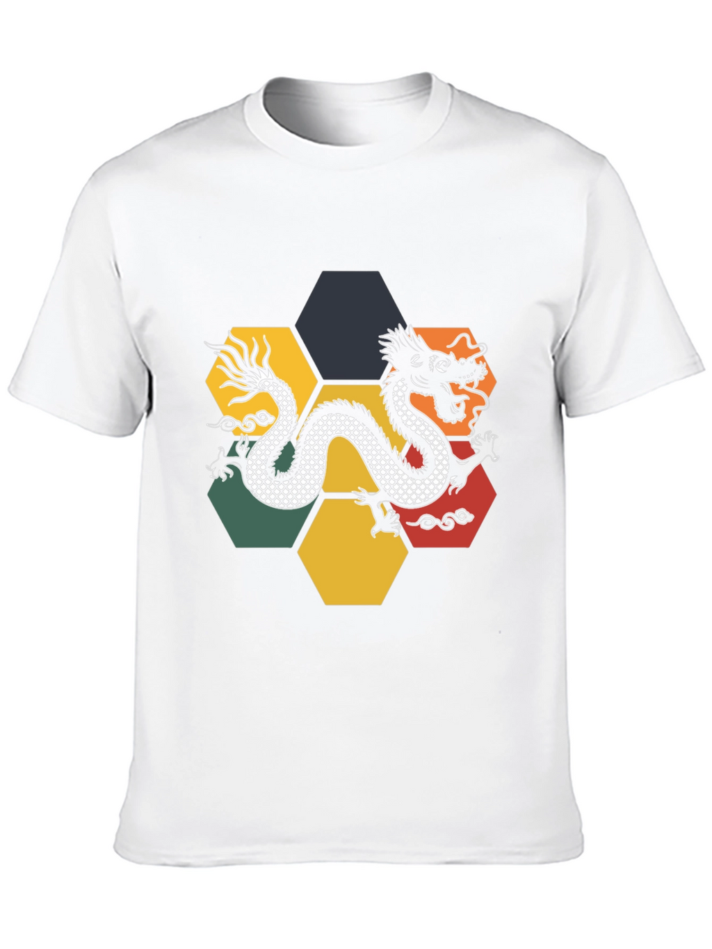 Dragon Hexagon Graphic Tee - Black Cotton T-Shirt