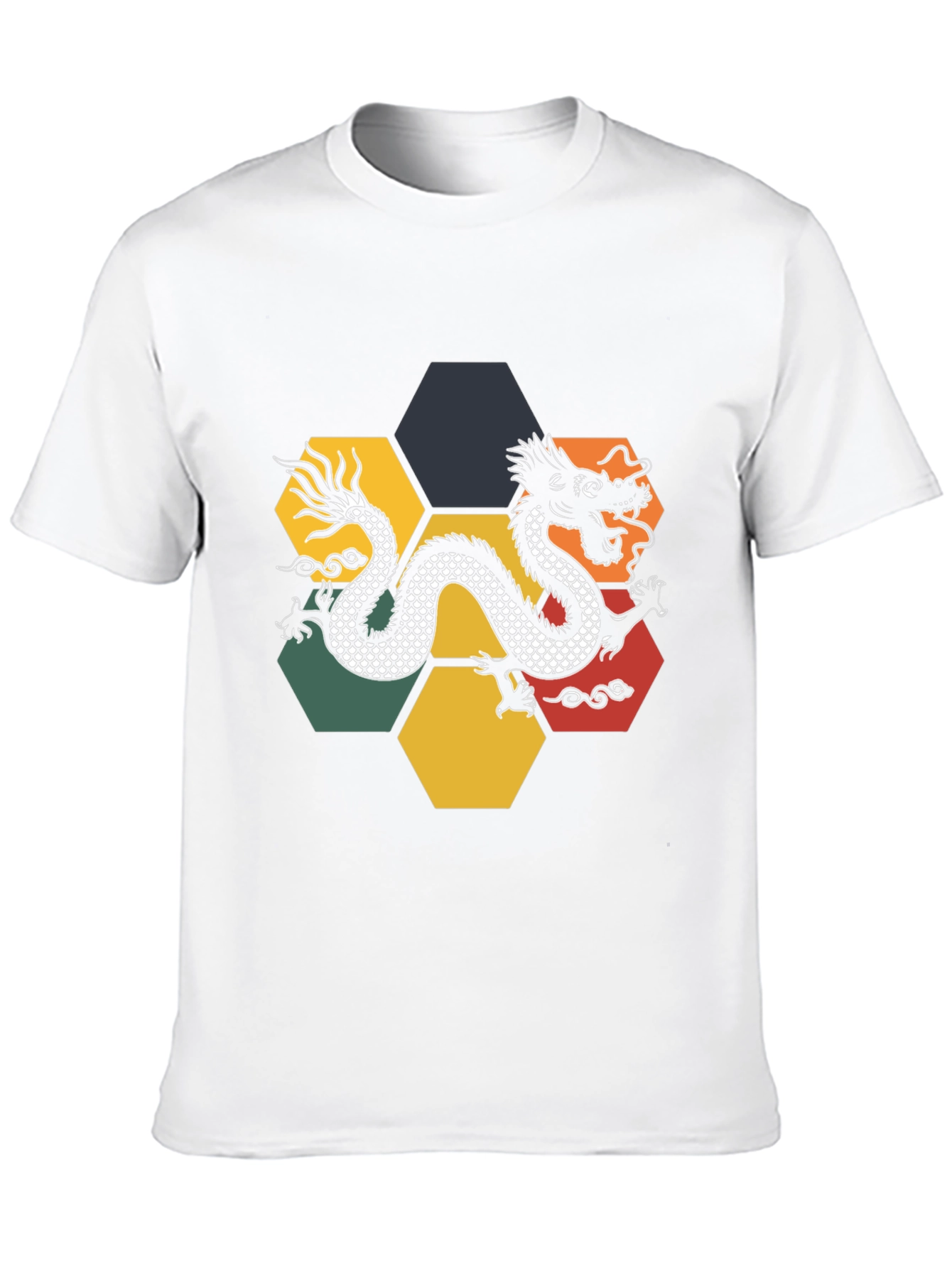 Dragon Hexagon Graphic Tee - Black Cotton T-Shirt