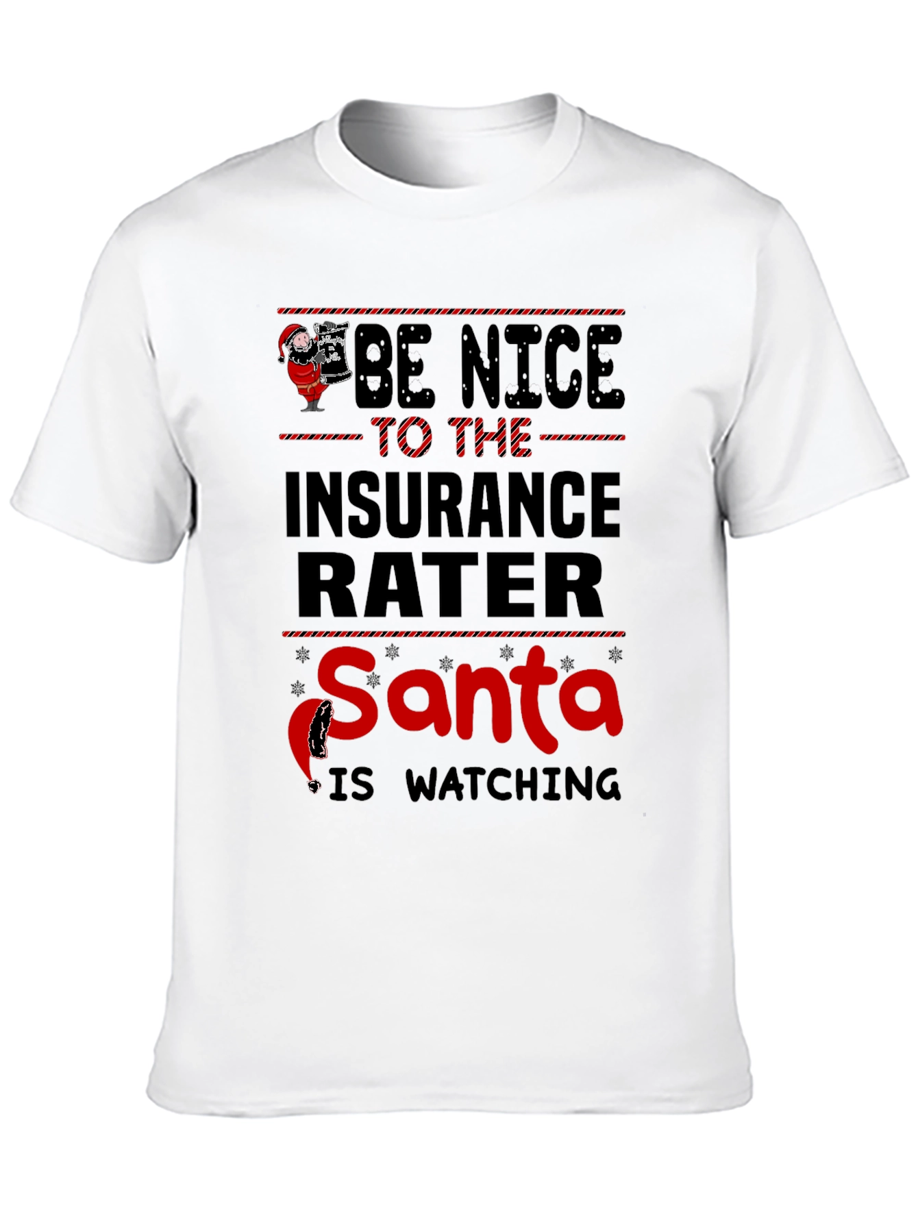 Funny Insurance Rater Santa Watching Graphic T-Shirt