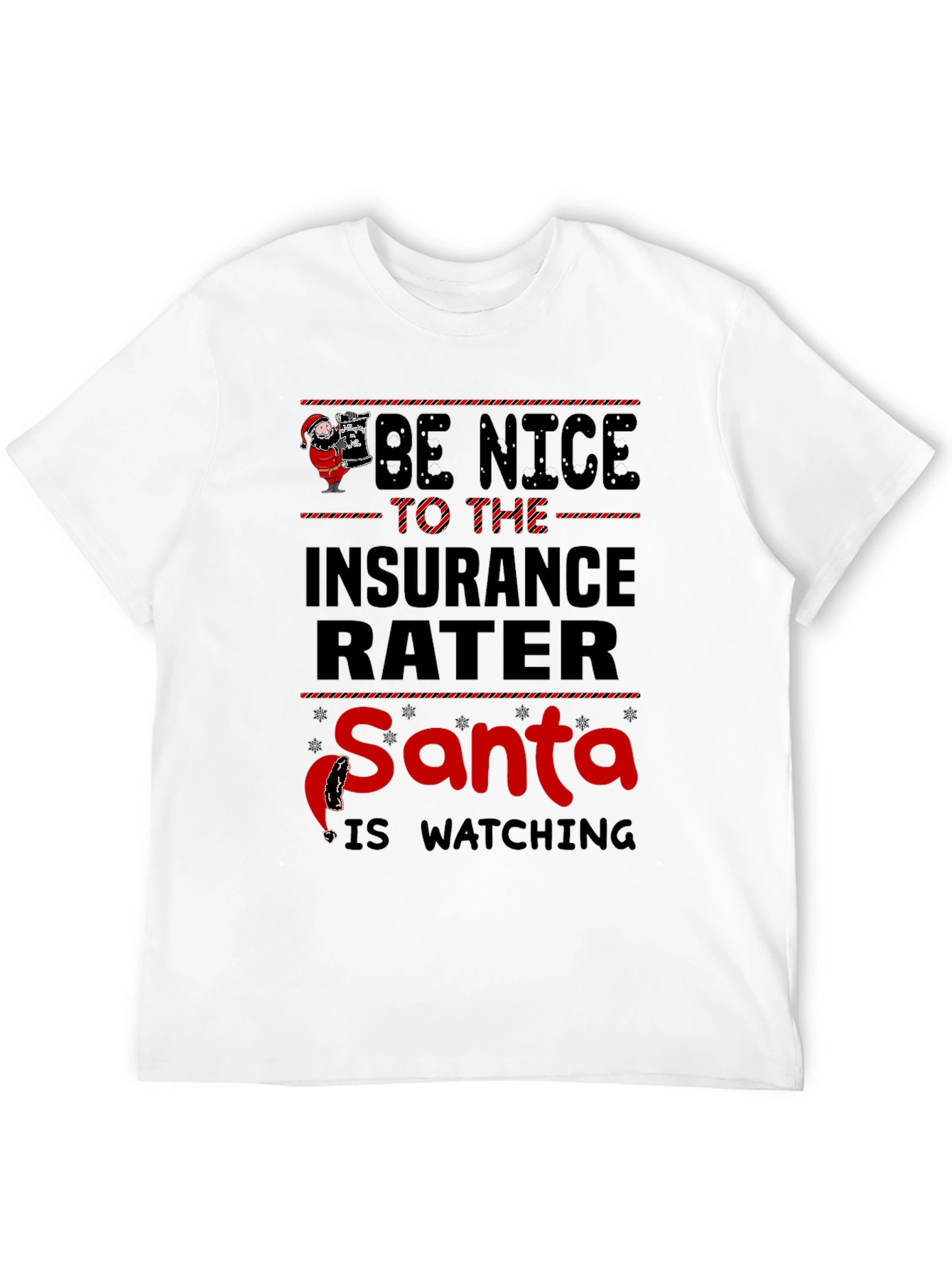 Funny Insurance Rater Santa Watching Graphic T-Shirt