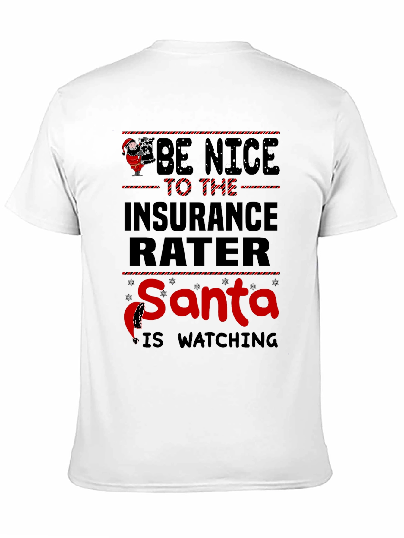 Funny Insurance Rater Santa Watching Graphic T-Shirt