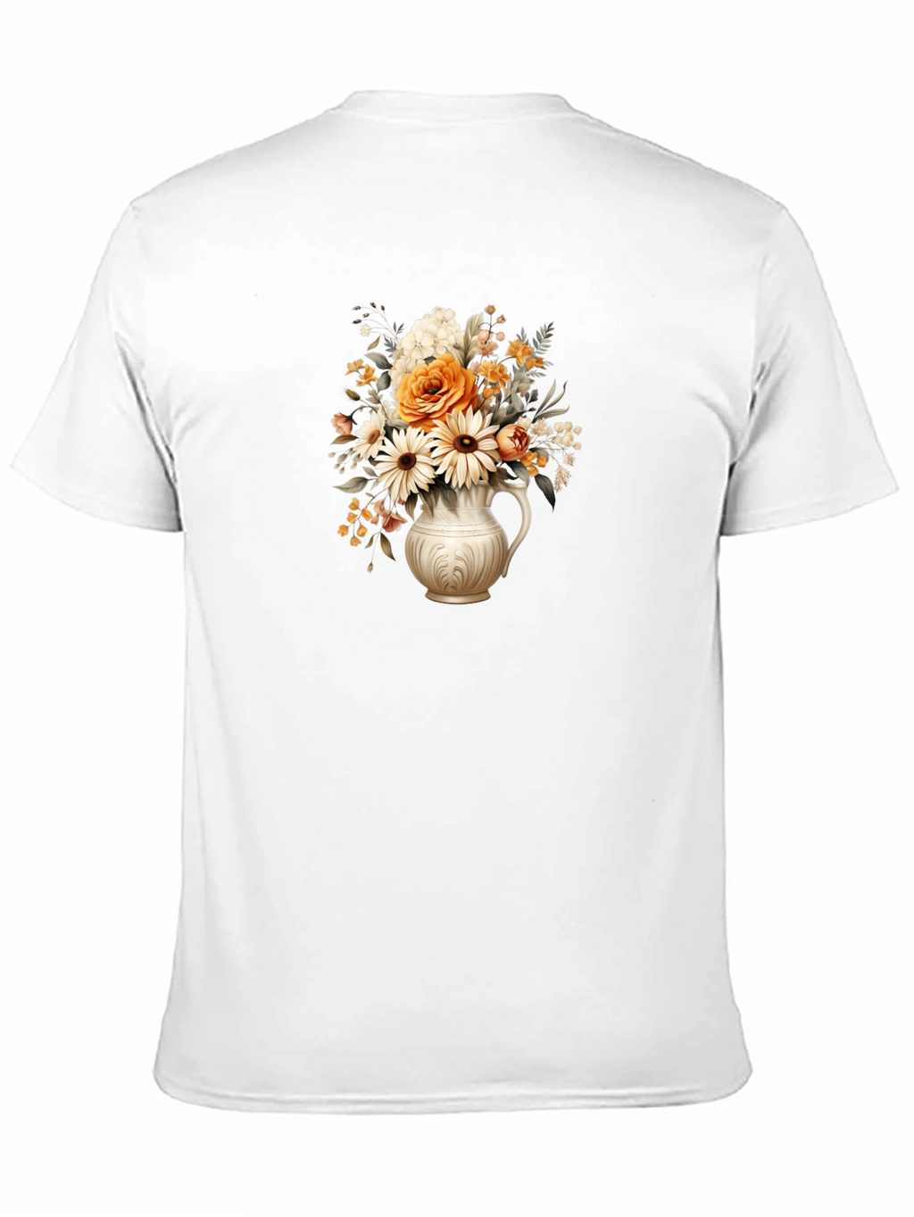 Floral Vase Graphic Tee - Stylish Black T-Shirt
